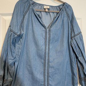 Knox Rose Denim Boho Relaxed Oversized Top Size XS/S